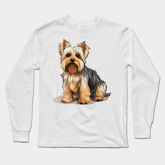 Biewer Terrier Dog Illustration Long Sleeve T-Shirt by whyitsme